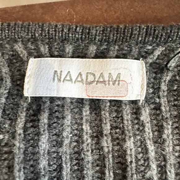 NAADAM Oversized Gray Sweater LARGE Slouchy Ribbed Cashmere Wool Designer $375 - Picture 9 of 11